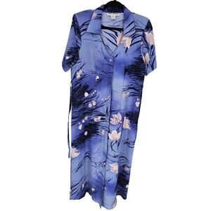 Vintage 1990s Stock Options Womens Sz M Maxi Length Floral Dress Purple 1990s